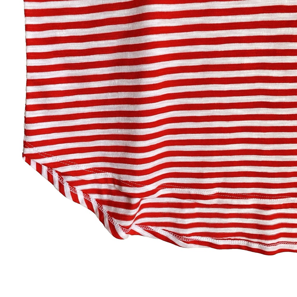 Chicos Tunic Top XL Red Striped Round Neck Long Sleeve Beaded Love Coastal - Picture 9 of 9